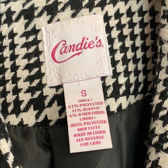 Candie’s houndstooth coat Sz S Black & white - Picture 3 of 7
